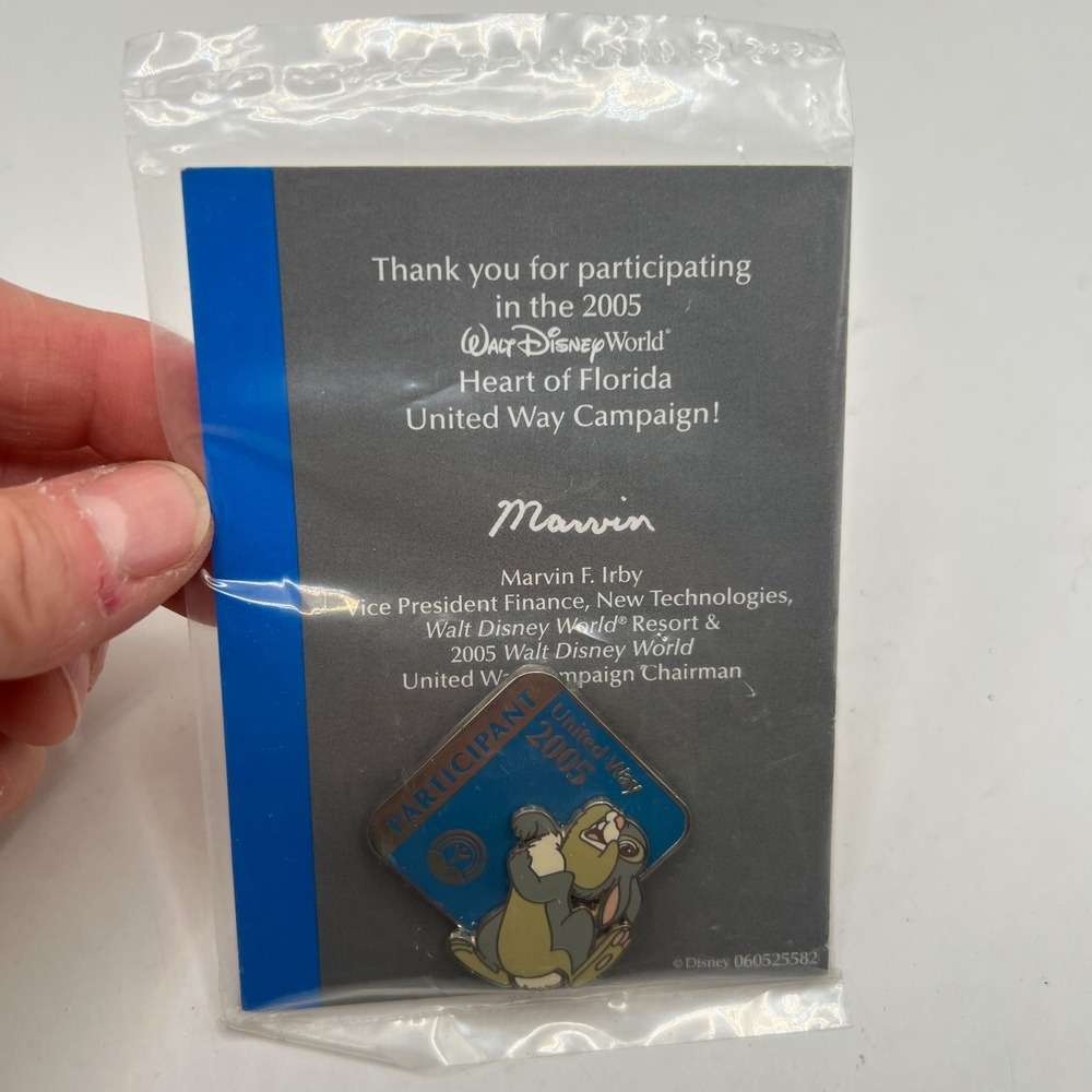 Disney 2005 United Way Heart of Florida Thumper Pin Walt Disney World New Sealed